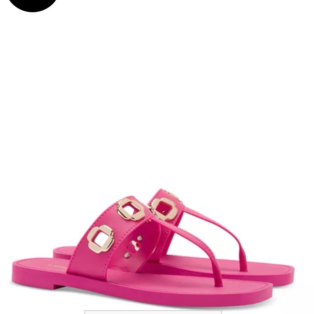 Larroude Fuchsia Sandals with Gold Accents